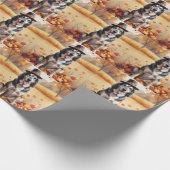 ウルフハウンド紅葉感謝祭アート ラッピングペーパー (角)