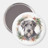 ウルフハウンド クリスマスリース 祝祭の犬 マグネット (正面/裏面)