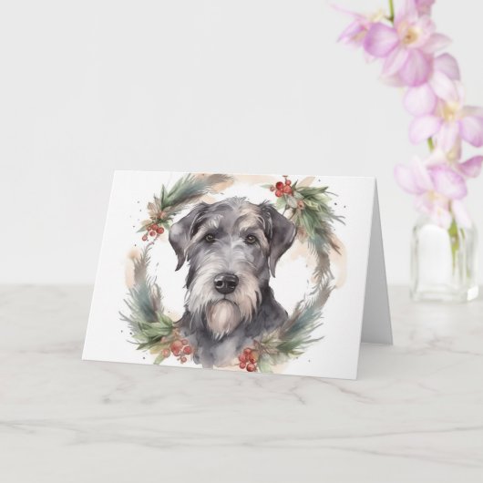 ウルフハウンド クリスマス リース クリスマスの愛犬 カード (蘭)