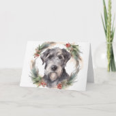 ウルフハウンド クリスマス リース クリスマスの愛犬 カード (正面)