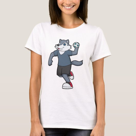 ウルフハンドボール選手ハンドボール Tシャツ (正面)