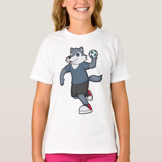 ウルフハンドボール選手ハンドボール Tシャツ (正面)