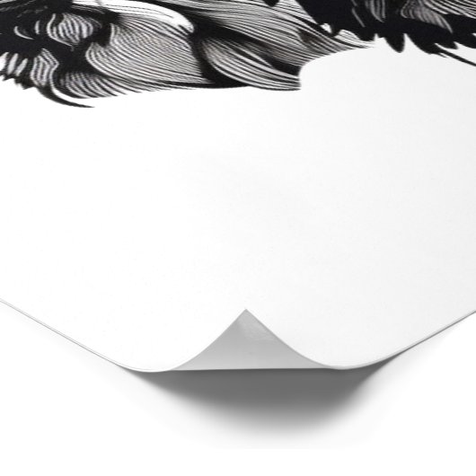 ウルフパックトライバルグラフィックブラックとホワイトオオカミ ポスター (角)