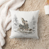 ウルフパックハウリングウィンターソングコーラスアニマルアート クッション (ブランケット)
