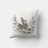 ウルフパックハウリングウィンターソングコーラスアニマルアート クッション (裏面)