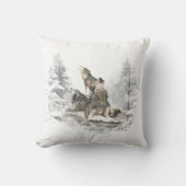 ウルフパックハウリングウィンターソングコーラスアニマルアート クッション (正面)