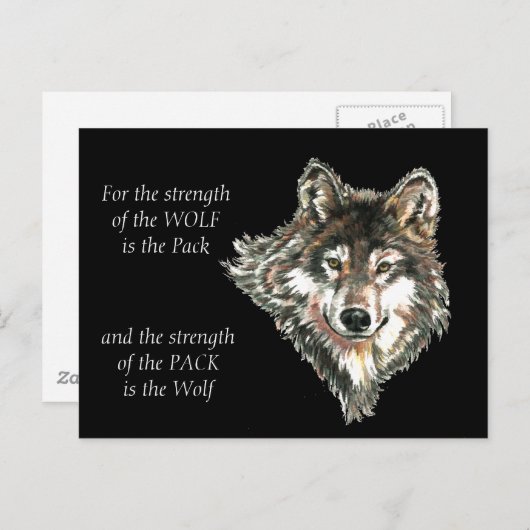 ウルフパックファミリー強度引用文水彩動物 ポストカード (正面/裏面)