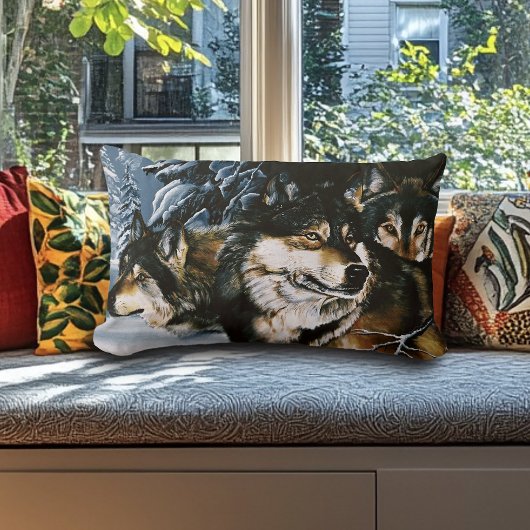 ウルフパック冬 ランバークッション