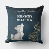 ウルフパック新しいメンバパーソナライズされたー名ベビー クッション (正面)