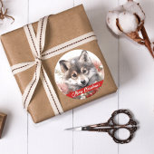 ウルフパップメリークリスマスステッカー ラウンドシール