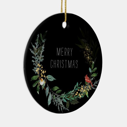 ウルフパーソナライズされたアートとクリスマスウィンターシーン セラミックオーナメント (右)