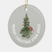 ウルフパーソナライズされたアートとクリスマスウィンターシーン セラミックオーナメント (左)