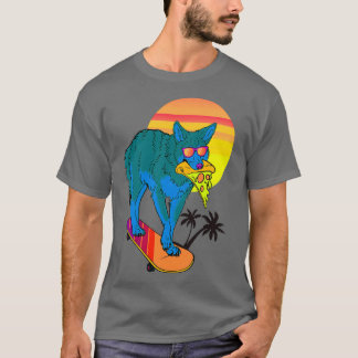 ウルフピザ及びスケートボード Tシャツ