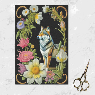 ウルフピンク黄色のフローラ作品 薄葉紙