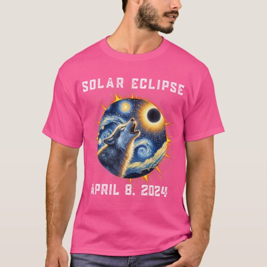 ウルフファン太陽のトータリティEclipse 2024 Wolf Howling Tシャツ (正面)