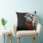 ウルフフラワータトゥーヴィンテージ装飾用クッション クッション (椅子)