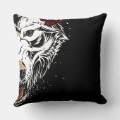 ウルフフラワータトゥーヴィンテージ装飾用クッション クッション (裏面)