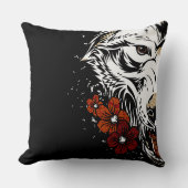 ウルフフラワータトゥーヴィンテージ装飾用クッション クッション (正面)