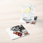 ウルフフラワータトヴィンテージ スクエアペーパーコースター (インサイチュ)