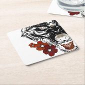 ウルフフラワータトヴィンテージ スクエアペーパーコースター (アングル)