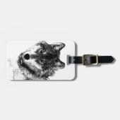 ウルフブラック&ホワイトアポップ・アートのート ラゲッジタグ (正面横)