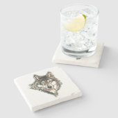 ウルフヘッドのロゴ水彩画 ストーンコースター (横)