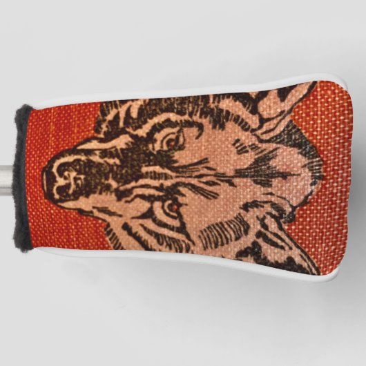 ウルフヘッドオンレッド ゴルフヘッドカバー (正面)