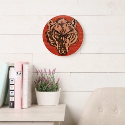 ウルフヘッドオンレッド ラージ壁時計