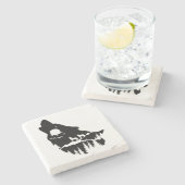 ウルフヘッドシルエットストーンコースター ストーンコースター (横)