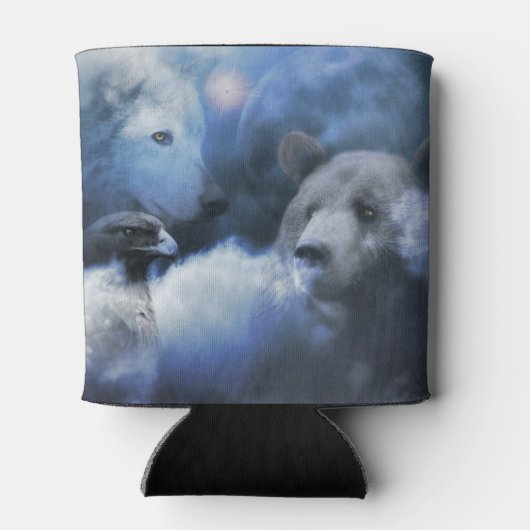 ウルフベアとイーグル南西部の野生動物 缶クーラー (裏面)