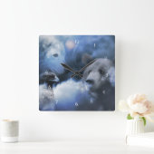 ウルフベアアンドイーグル先住民アメリカン スクエア壁時計 (ホーム)