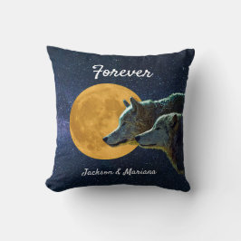 ウルフペアと満月     クッション