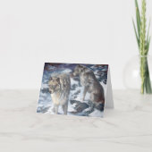 ウルフペア冬の風景を折り畳んだシーン ノートカード (正面)