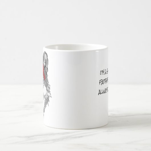 ウルフホワイト&ブラックレッドベースボールキャップネームチームT-Shir コーヒーマグカップ (中央)