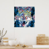 ウルフポスター |ウルフカラフルスケッチポスター ポスター (キッチン)