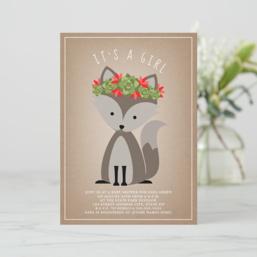 ウルフポップフローラサクレントサクタスベビーシャワー 招待状 (スタンド正面)