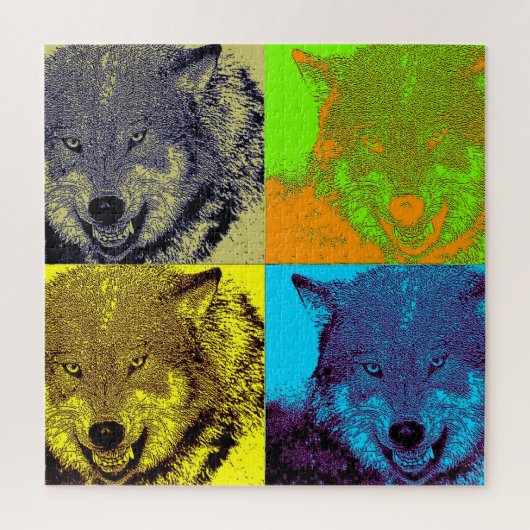 ウルフポップ・アートのアート – 野生動物アート ジグソーパズル (縦)