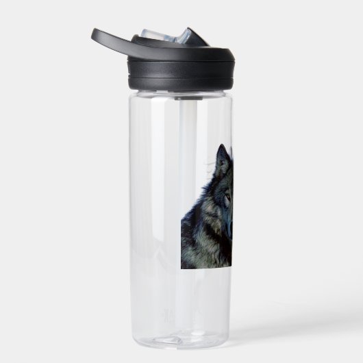 ウルフポートレートあなたの名前カスタム手書き ウォーターボトル (右面)