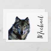 ウルフポートレートあなたの名前カスタム手書き シーズンカード (正面/裏面)
