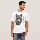 ウルフポートレートあなたの名前カスタム手書き Tシャツ (正面フル)