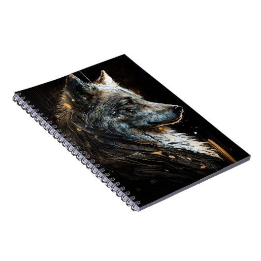 ウルフポートレート動物自然ワイルドライフダーク絵画ズ ノートブック (右側)