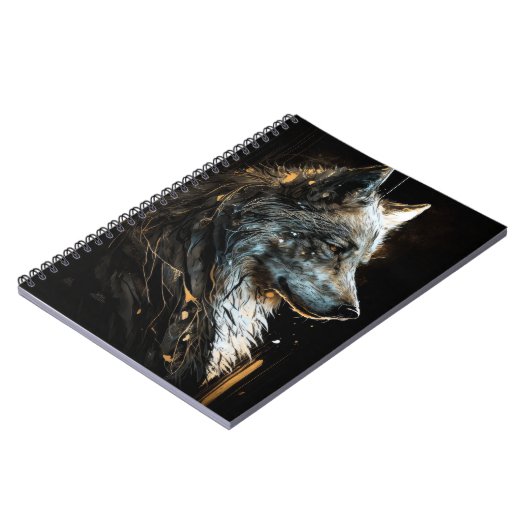 ウルフポートレート動物自然ワイルドライフダーク絵画ズ ノートブック (左側)