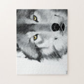 ウルフポートレート白黒 ジグソーパズル (縦)