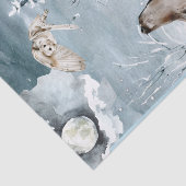 ウルフムーンウィンターランドスケープ水彩フクロウ 薄葉紙 (詳細)