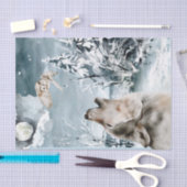 ウルフムーンウィンターランドスケープ水彩フクロウ 薄葉紙 (クラフト)