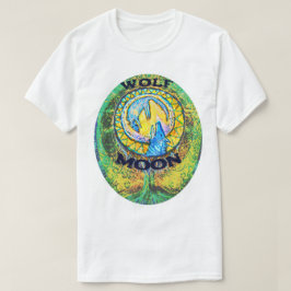 ウルフムーンカラフルツリーオブライフイエローグリーンブルー Tシャツ