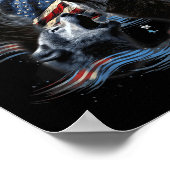 ウルフムーン7月4日アメリカ国旗のハウリングアメリカ ポスター (角)