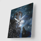 ウルフムーン – オオカミとゴーレム スクエア壁時計 (傾斜)