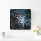 ウルフムーン – オオカミとゴーレム スクエア壁時計 (ホーム)