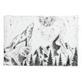 ウルフムーン:山グラフィックスケッチ。 枕カバー (裏面)